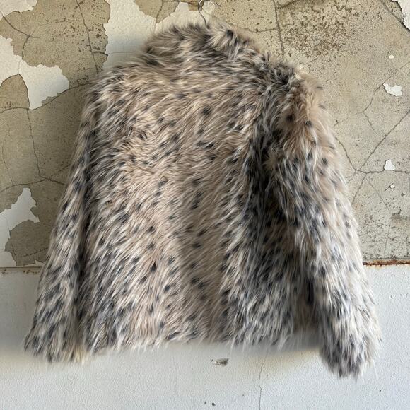 Topshop Faux Fur Jacket Teddy Plush Animal Print Y2K Model Off Duty Coat Size 6 - Picture 4 of 8